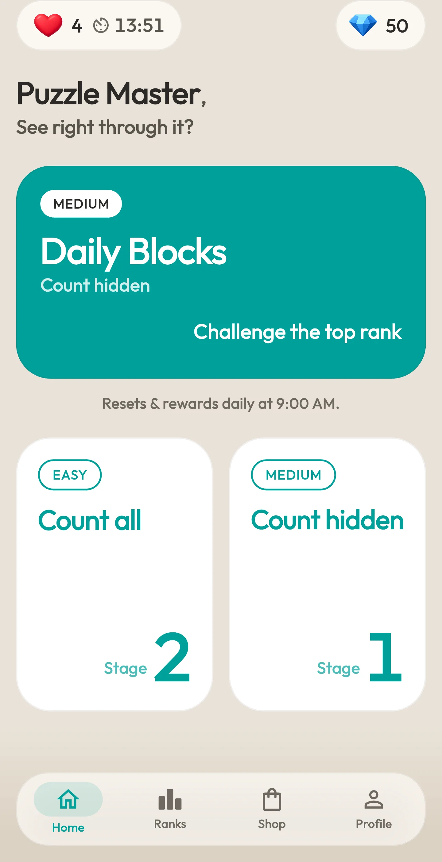HIDDEN BLOCKS home screen
